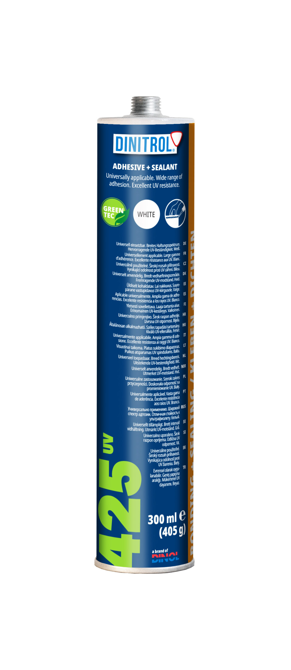 Image of Ragasztó-tömítő fehér DINITROL 425 UV 300 ml